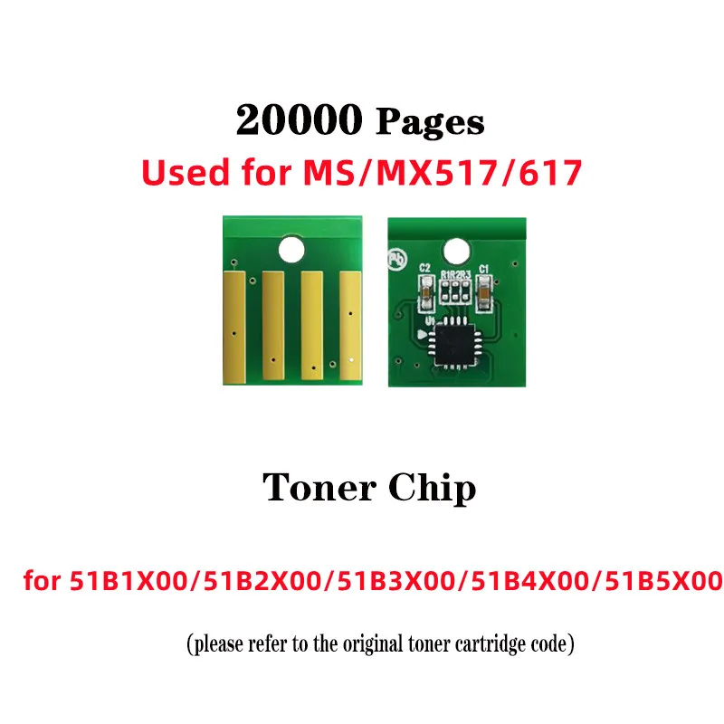 20k Pages WW Version 551B1X00/51B2X00/51B3X00/51B4X00/51B5X00 Toner Chip for Lexmark MS/MX517/617