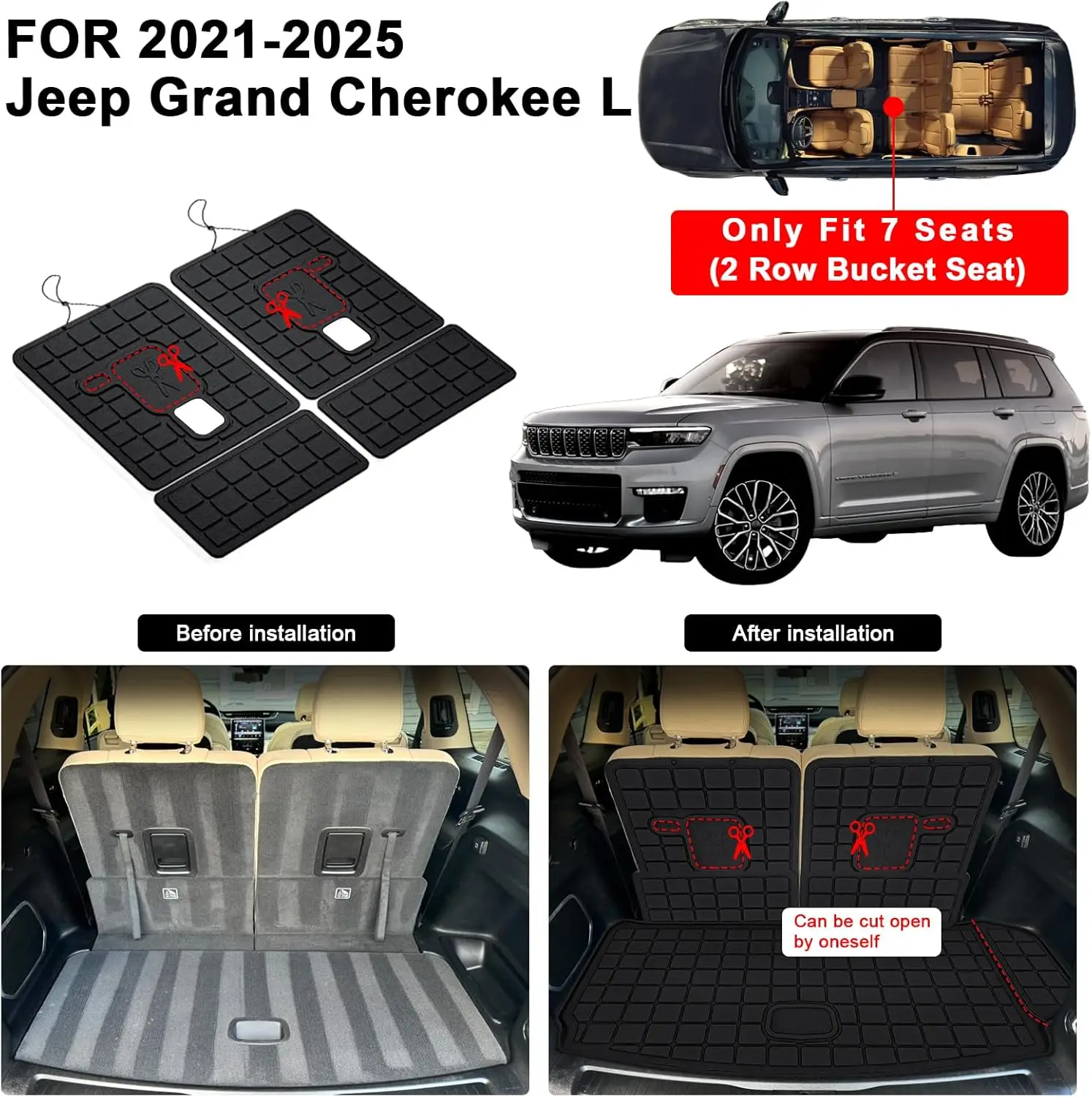 Floor Liners for 7-Seat SUVs, TPE Material, Ideal for 2021-2026 Models, Complete Set with Trunk and Backrest Mats