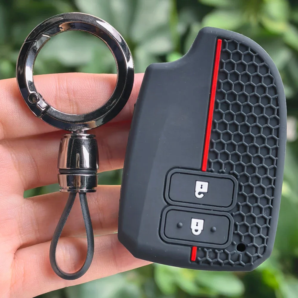 2 BTN Soft Silicone Car Key Case Fob For Toyota Prado Yaris Vios Previa Yarisl X Hiace Camry Corolla Verso Protect Keychain