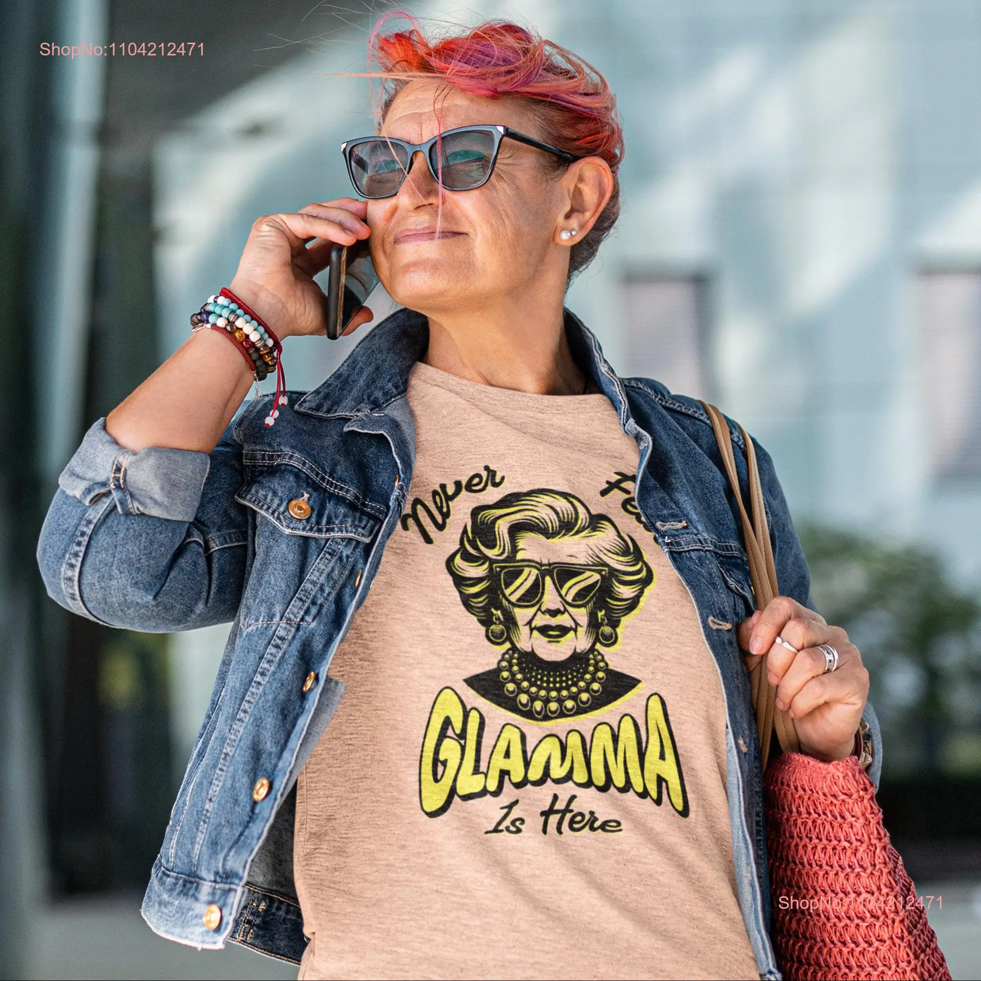 

Футболка Never Fear Glamma is Here «Бабушка для бабушки» Cool Mama Mothers Day Жена на день рождения с длинными или короткими рукавами