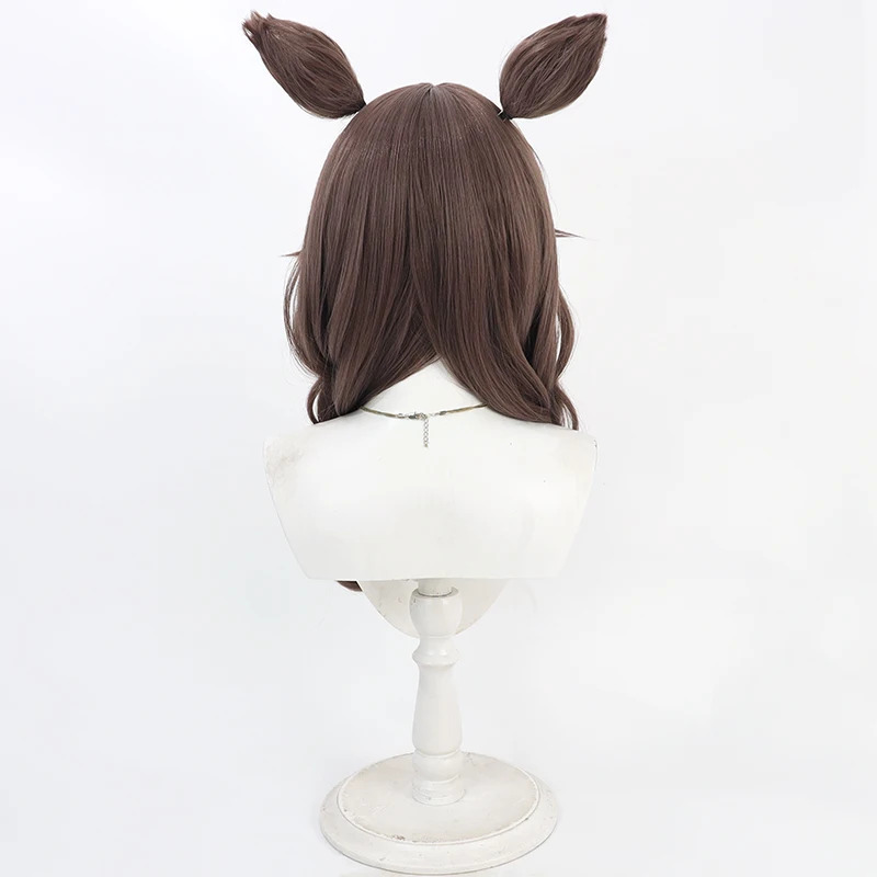 Umamusume Pretty Derby Curren Bouquetd'or Cosplay Pruik Dubbele Vlechten Bruine Oren en Staart Vrouwen Anime Halloween Party Kostuum Prop