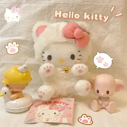 Sanriohello Kitty-muñeco de peluche de 10cm para niña, peluche de dibujos animados, colgante de mochila escolar, adorno pequeño, regalo de Spotify Premium