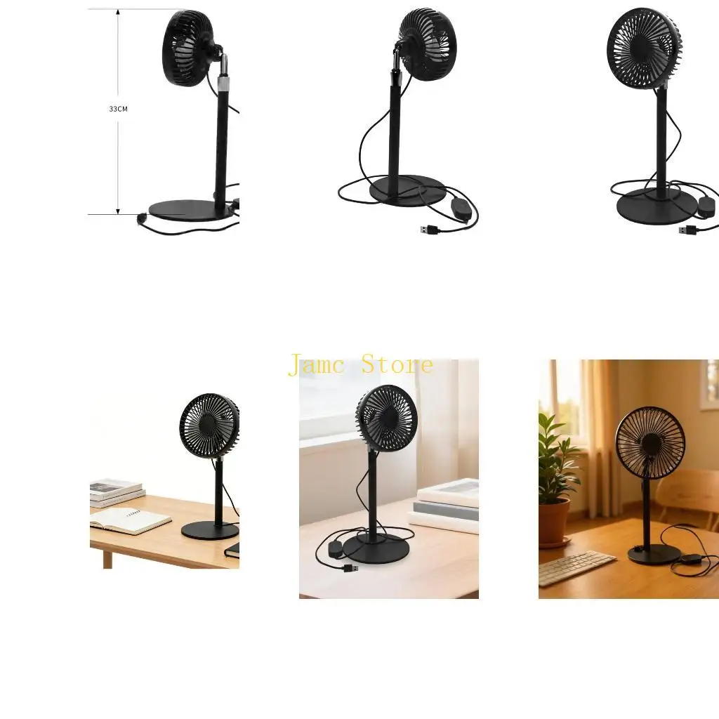 LX0B Energy Efficient USB Mini Fan 5Inch Blade 250CM Cable Length 3 Speed Setting For Multiple Scenario
