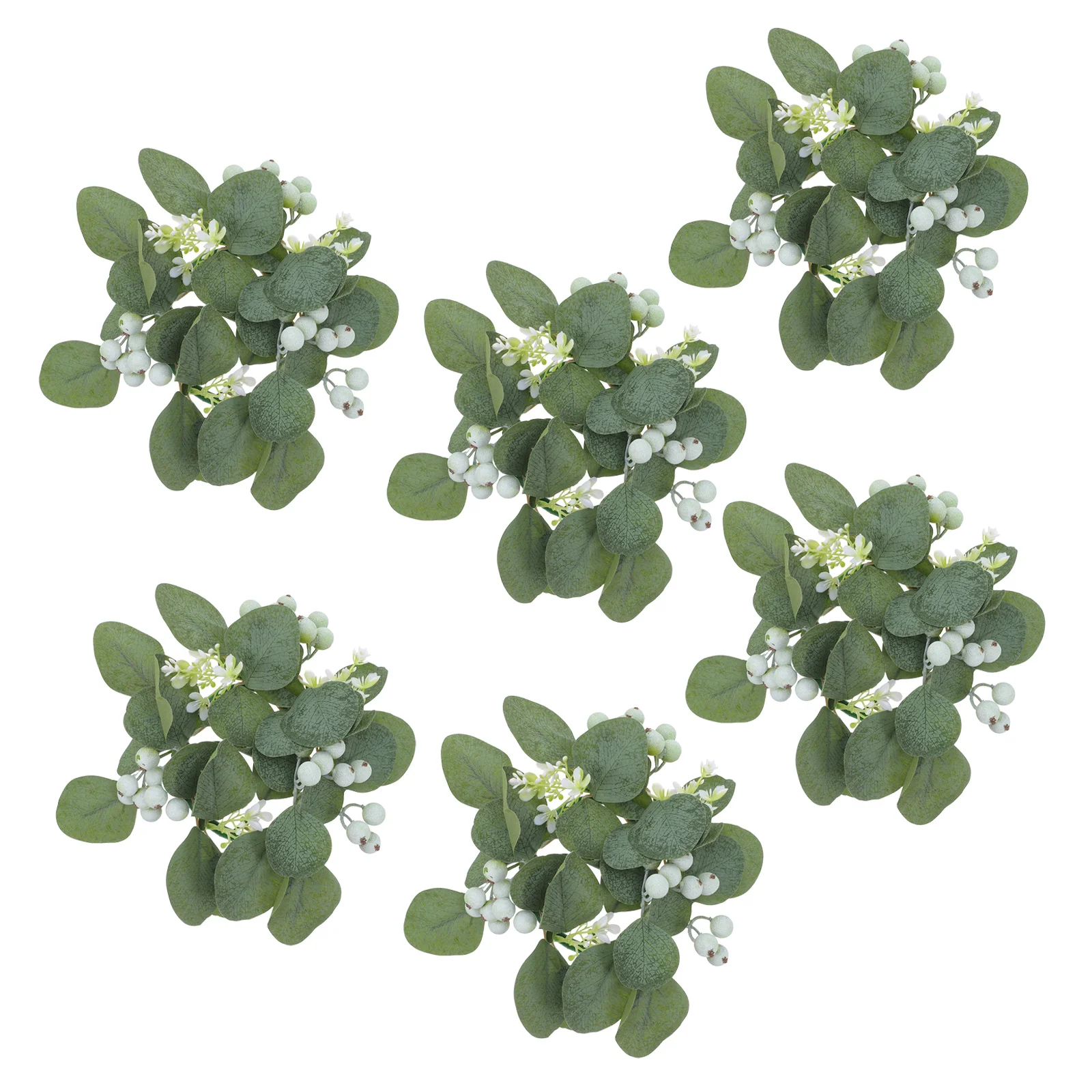 

6Pcs Simulation Eucalyptus Candlestick Wreaths Spring Greenery Decorative Centerpieces for Table Farmhouse Wedding