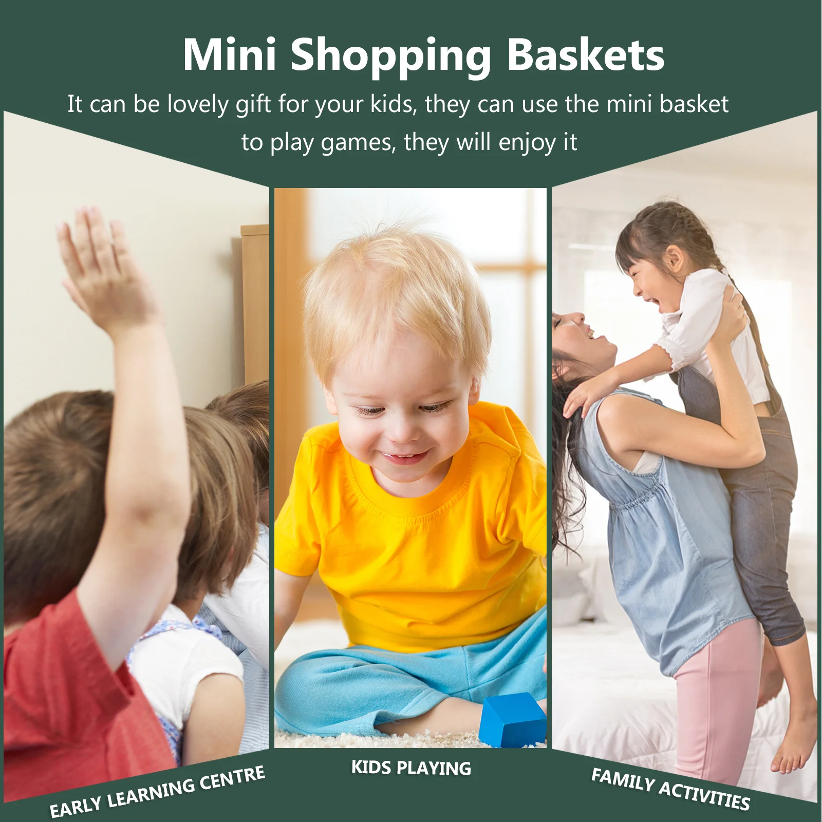 2Sets Mini Shopping Baskets with Artificial Vegetable Fruit Simulation Handheld Basket Perfect for Kids House Game Candy Holder