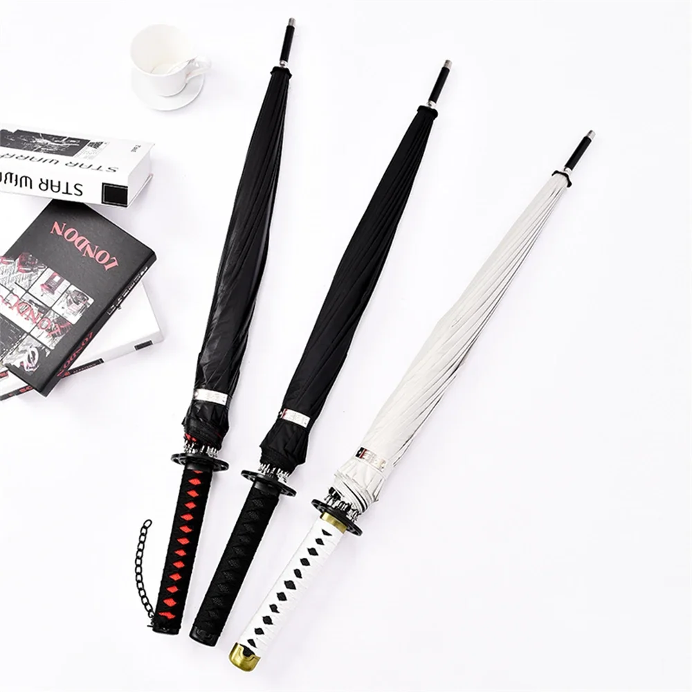 

Прямой зонт с длинной ручкой, ветрозащитный самурайский меч, японская катана, в стиле ниндзя, солнце, дождь, диаметр 105 см, 41 дюйм,