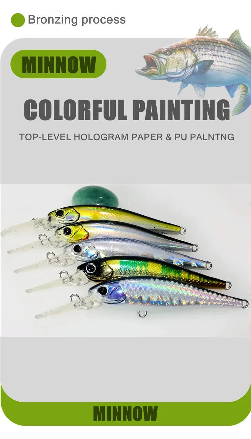 Langlippen-Minnow-Wobbler-Köder 6cm 4,7g Angelköder Tief Tauchender Sinkender Jerkbait Swimbait Künstlicher Harter Köder für Forelle und Barsch – Detail 4