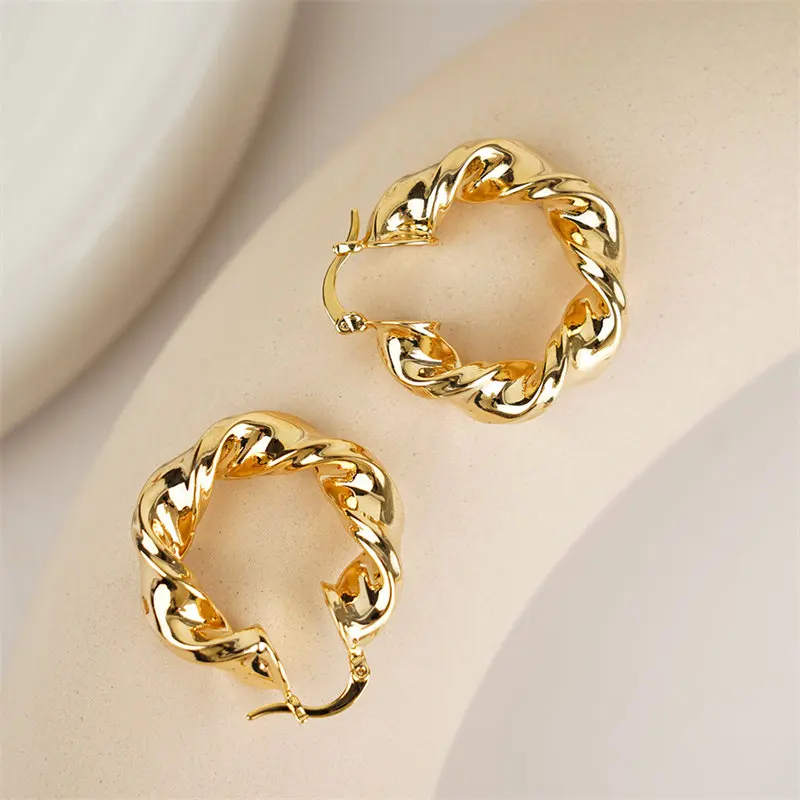 Twist Statement Earrings Hoop Fashion Textured Circle Jewelry Women Earrings Accessories 2024 New