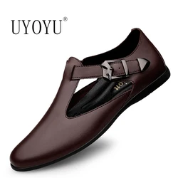 Genuine Leather Luxury Designer Brand Roman Business Dress Formal Summer Driving Sandals for Men Mens Flats Casual Beach Shoes