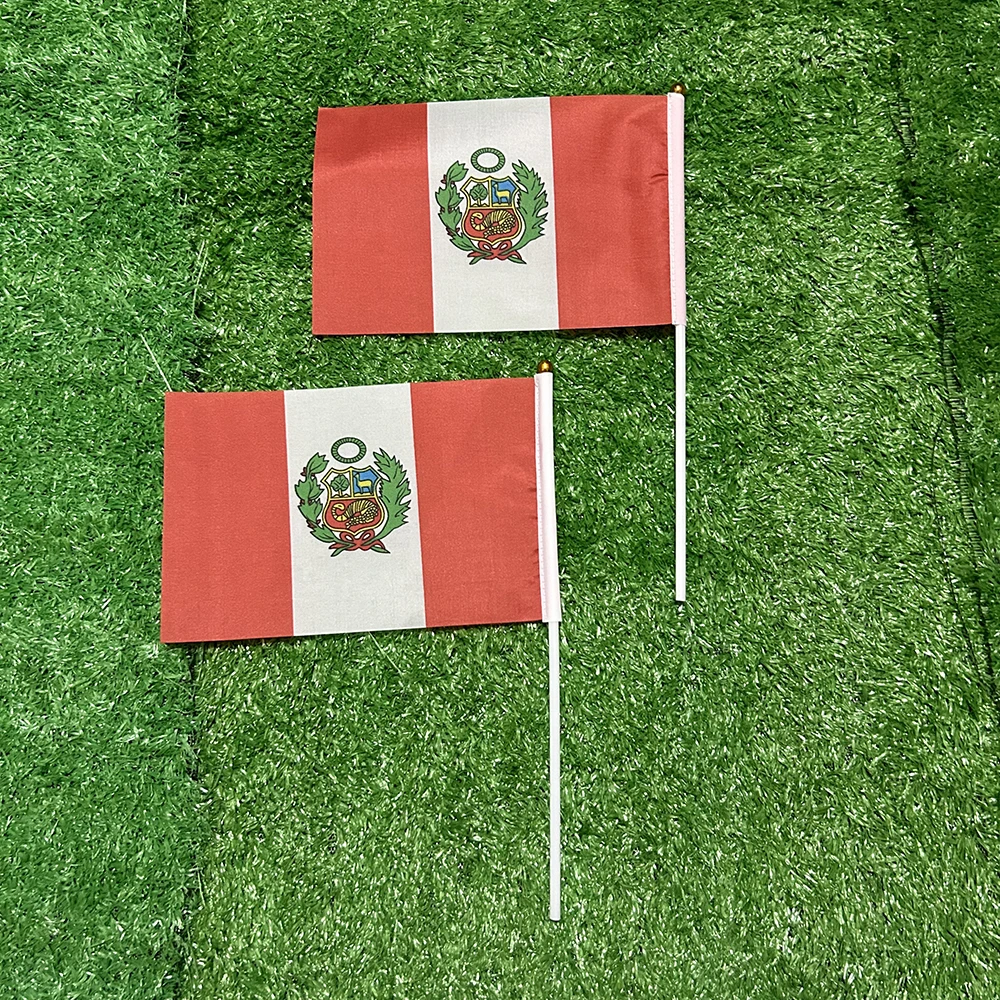 (SKY FLAG)Peru Handflagge 10/20/50 Stück 21*14cm Peru Handflaggen zum Schwenken mit Kunststoffstange für Sportaktivitäten und Heimdekoration – Detail 3