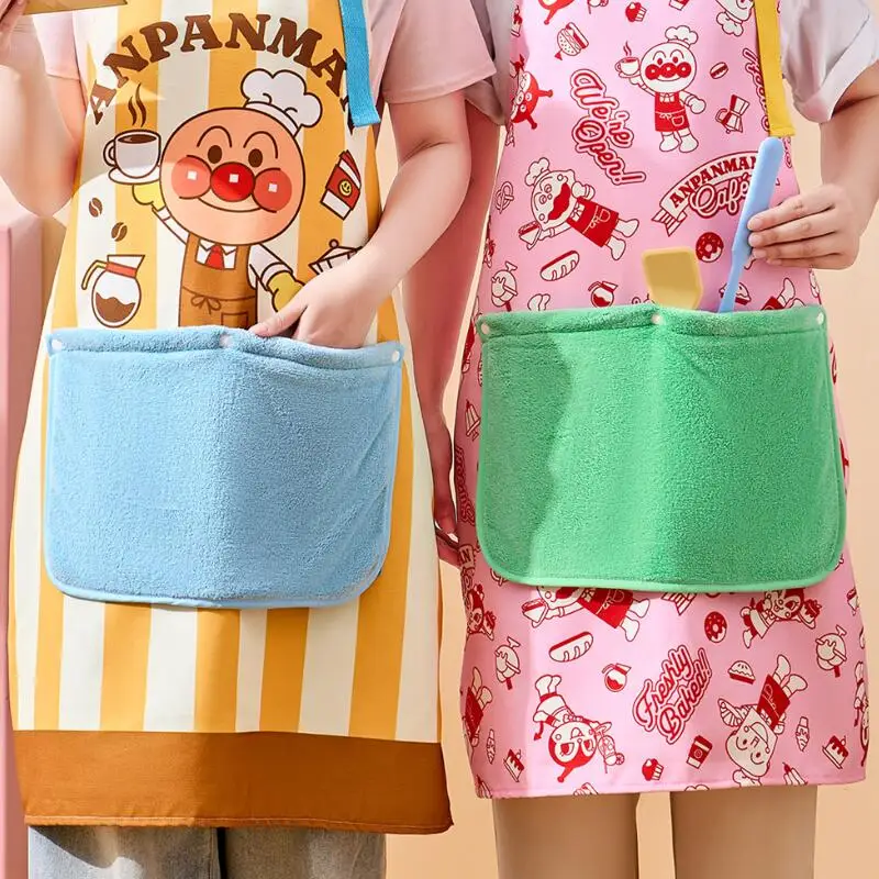 Cute Anpanman Kitchen Household Smock Cooking Apron Loose Adjustable Shoulder Strap Bring A Towel Can Wipe Hands Convenient