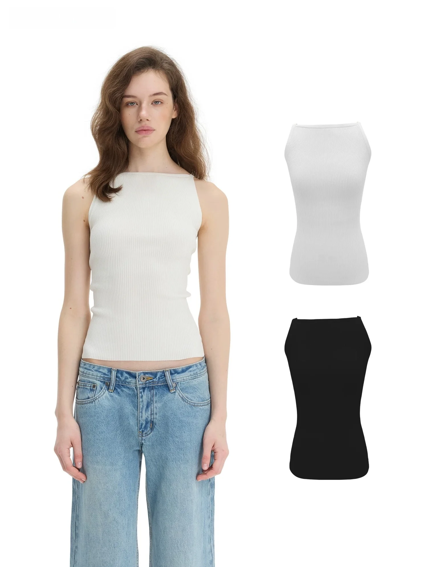 

Summer New Women's Cotton 95 Tank Top Backless Camisole Vest Flattering Design Belly Covering plus Size Slimming Underwear