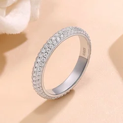 LinkerLove Couple Rings D Color Round Moissanite Ring Eternity Band Hip Hop Rings 100% S925 Sterling Sliver Jewelry Wedding Ring