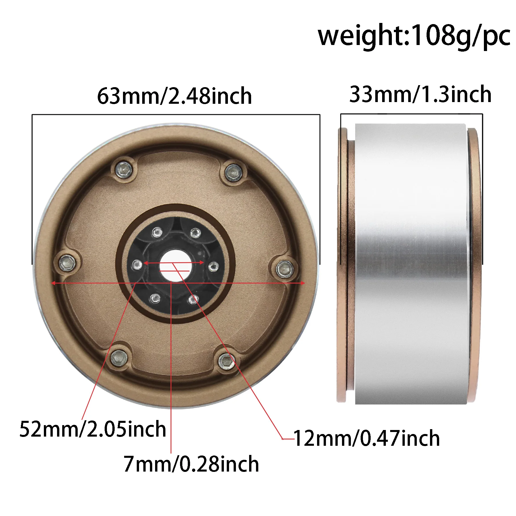 

4pcs High quality wheel CNC Aluminum Alloy Beadlock Wheels for2.2inch Crawler Car SCX10 Axial SCX10 Wraith TRX-4 D90 Upgrade Pa