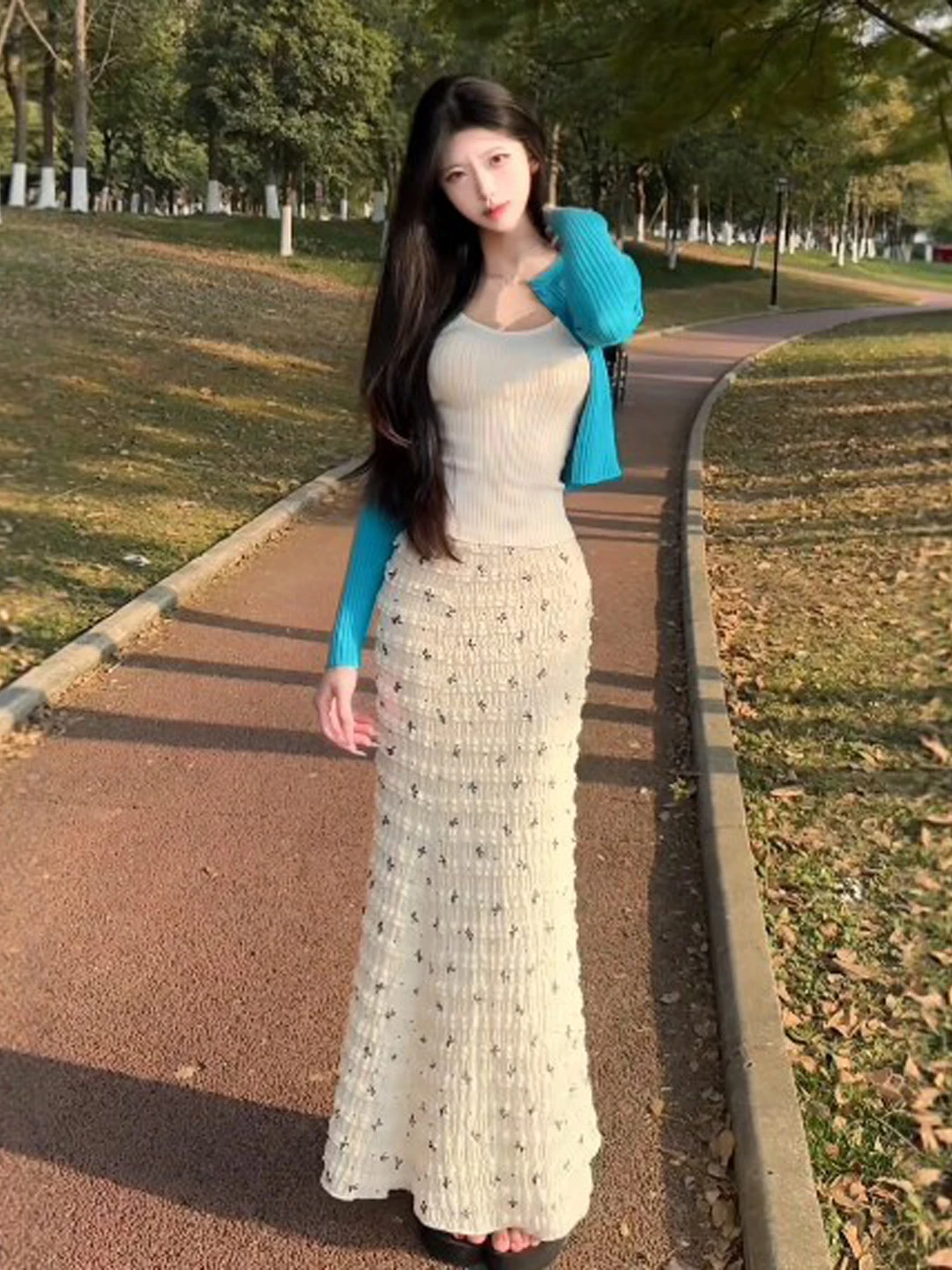 

Warm Gentle Wind Knitted Cardigan Strap f Skirt Tee-piece Set Spring 2026 Comfortable Warm Mid-weight round Ne Vest