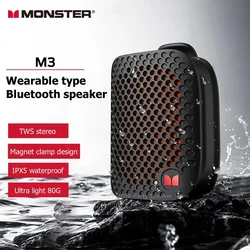 2024 New Clip-on Wearable Portable Mini Bluetooth Speakers BT V5.4 TWS Stereo Sound Outdoor IPX5 Waterproof Music Player