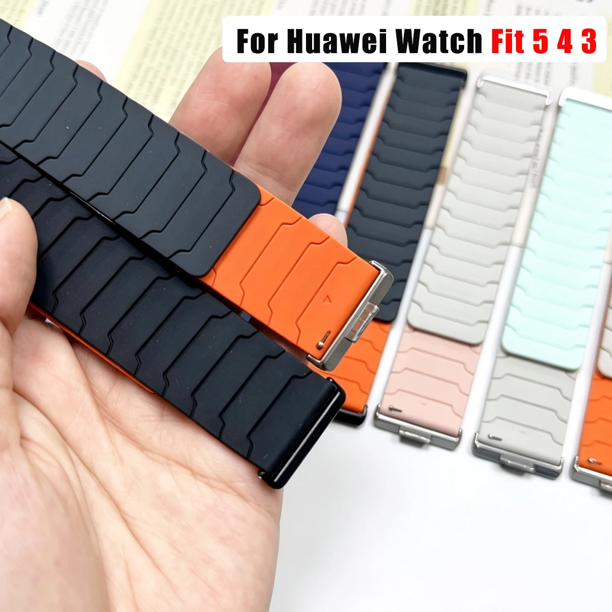 Silicone Armor Magnetic Sport Strap For Huawei Watch Fit 4 4Pro 5 5Pro Breathable Replacement Wristbands For Huawei Fit 3 Bands