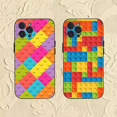 L-Legos B-Bricks Phone Case For iPhone 16,se4,15,14,13,12,11,Pro,X,XS,Max,XR,Plus,Mini Soft Black Cover