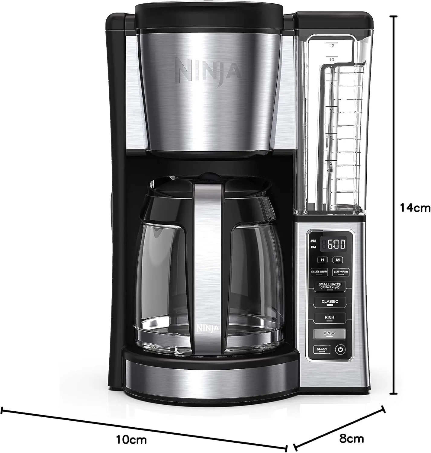 Ninja 12-Cup Programmable Coffee Brewer, 2 Brew Styles, Adjustable Warm Plate, 60oz Water Reservoir, Delay Brew Stainless Steel