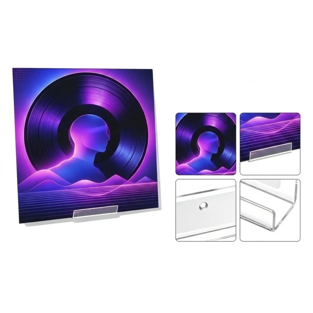 Transparent Wall Mounted Vinyl Record Display Stands 6 Pack Designed for Permanent or Temporary Wall Arrangements in Any Room