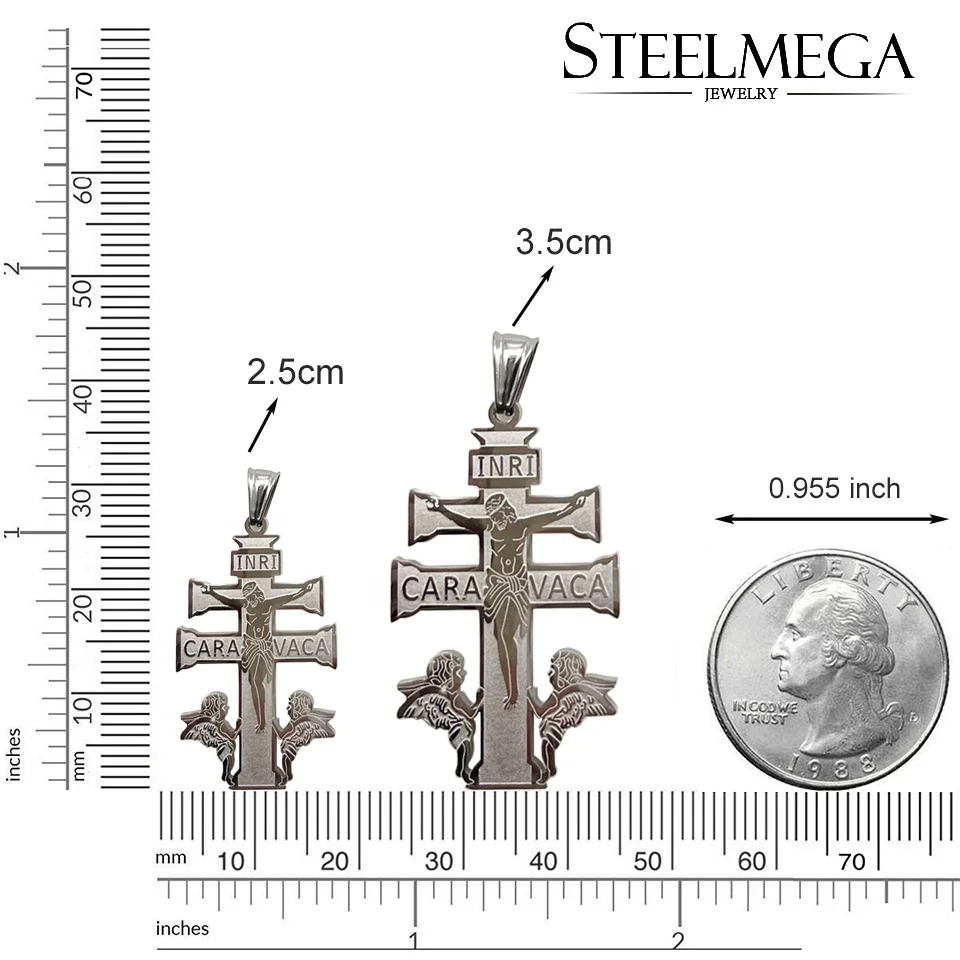 STEELMEGA Stainless Steel Pendant of Holy Cross of Caravaca for Catholic