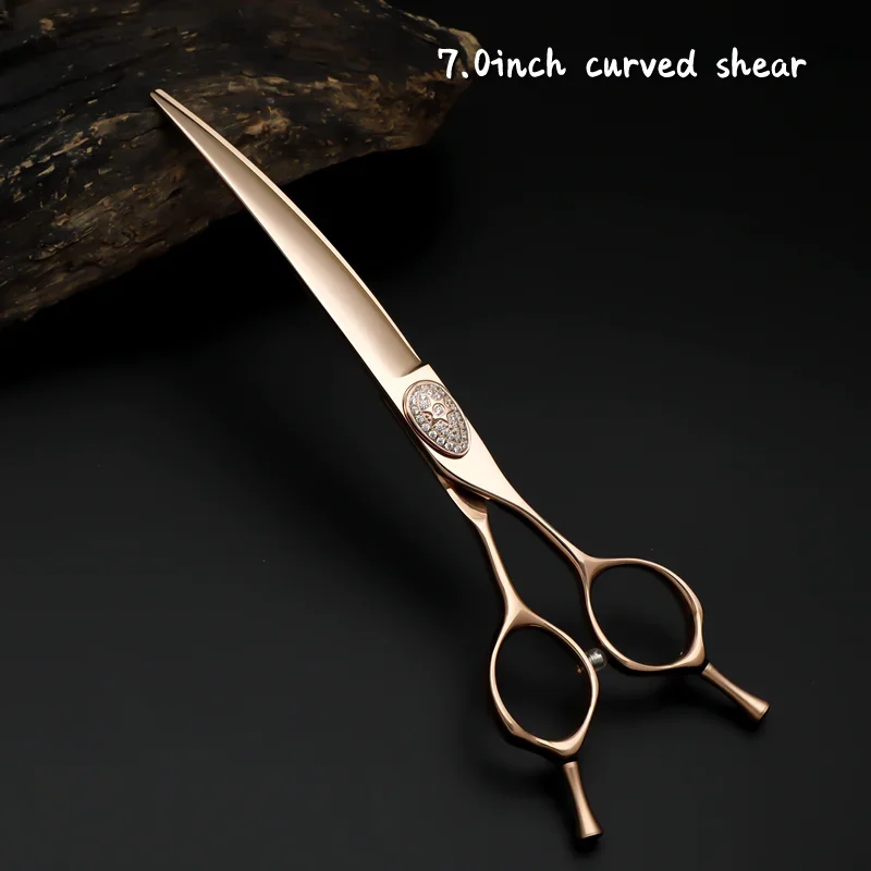 Rose Gold Pet Grooming Scissors Set Straight Curved Thinner Four Shears Set