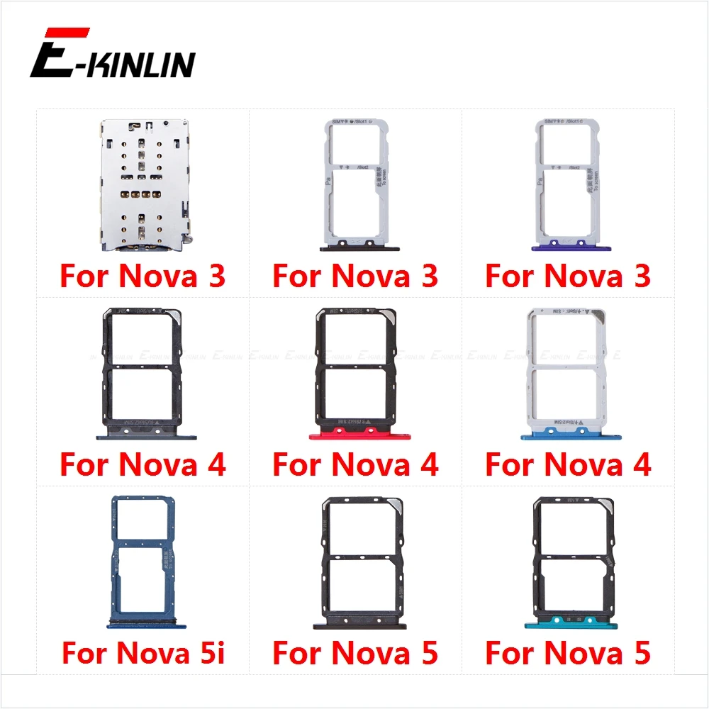 Sim Micro SD Card Socket Holder Slot Tray Reader For HuaWei Nova 5i 5 4 3 Adapter Container Connector Replacement Parts