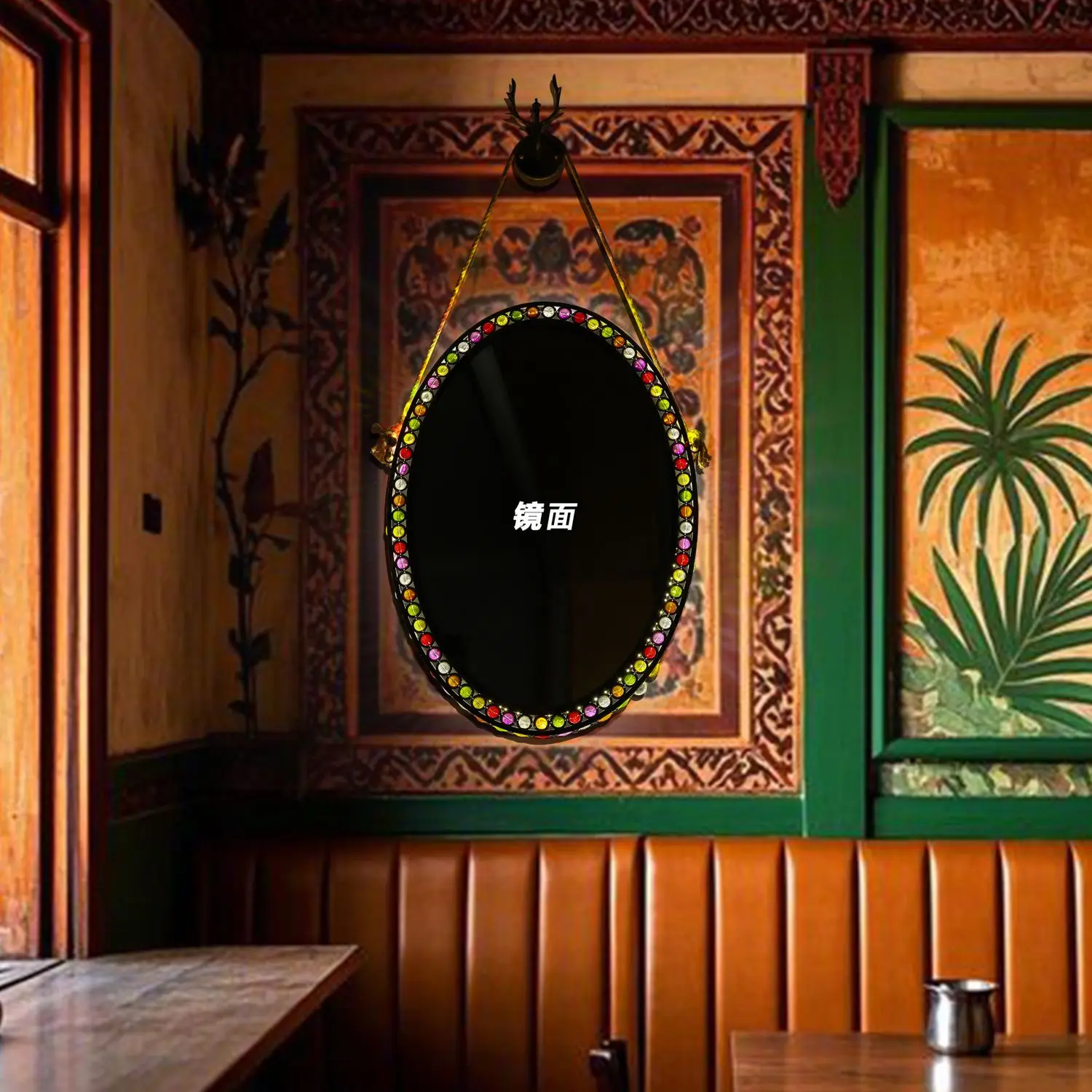South East Asia Thai Mirror Light Mirror Headlight Tea Room Restaurant Hotel B & B Living Room Ambient Light Coffee Wall Hanging