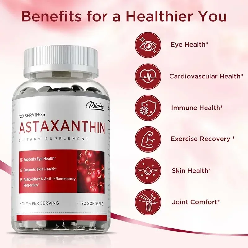 Astaxanthin Capsules 12mg - Antioxidant, Protect Eye, Skin, Joint and Cardiovascular Health, Accelerate Metabolism - Image 4