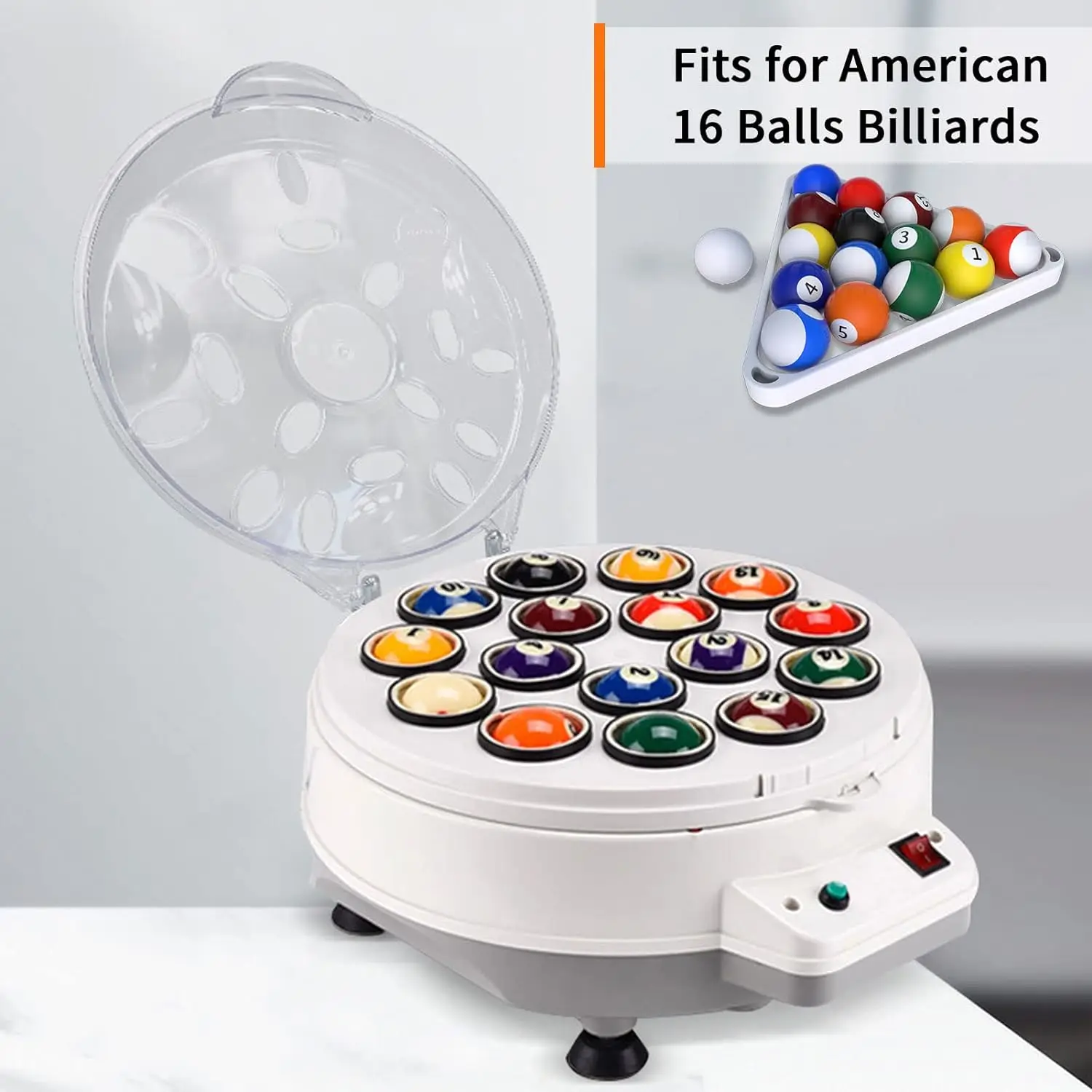Cueelf 110V 180W ABS+PC Maszyna do polerowania i mycia kulek bilardowych, czyszczenia i polerowania kulek bilardowych