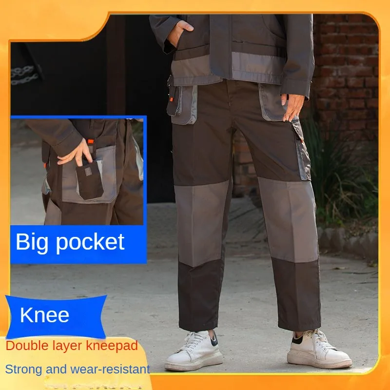 Ropa de trabajo para hombre, pantalones de lona, rodilleras de doble capa, protección laboral resistente al desgaste, pantalones Cargo