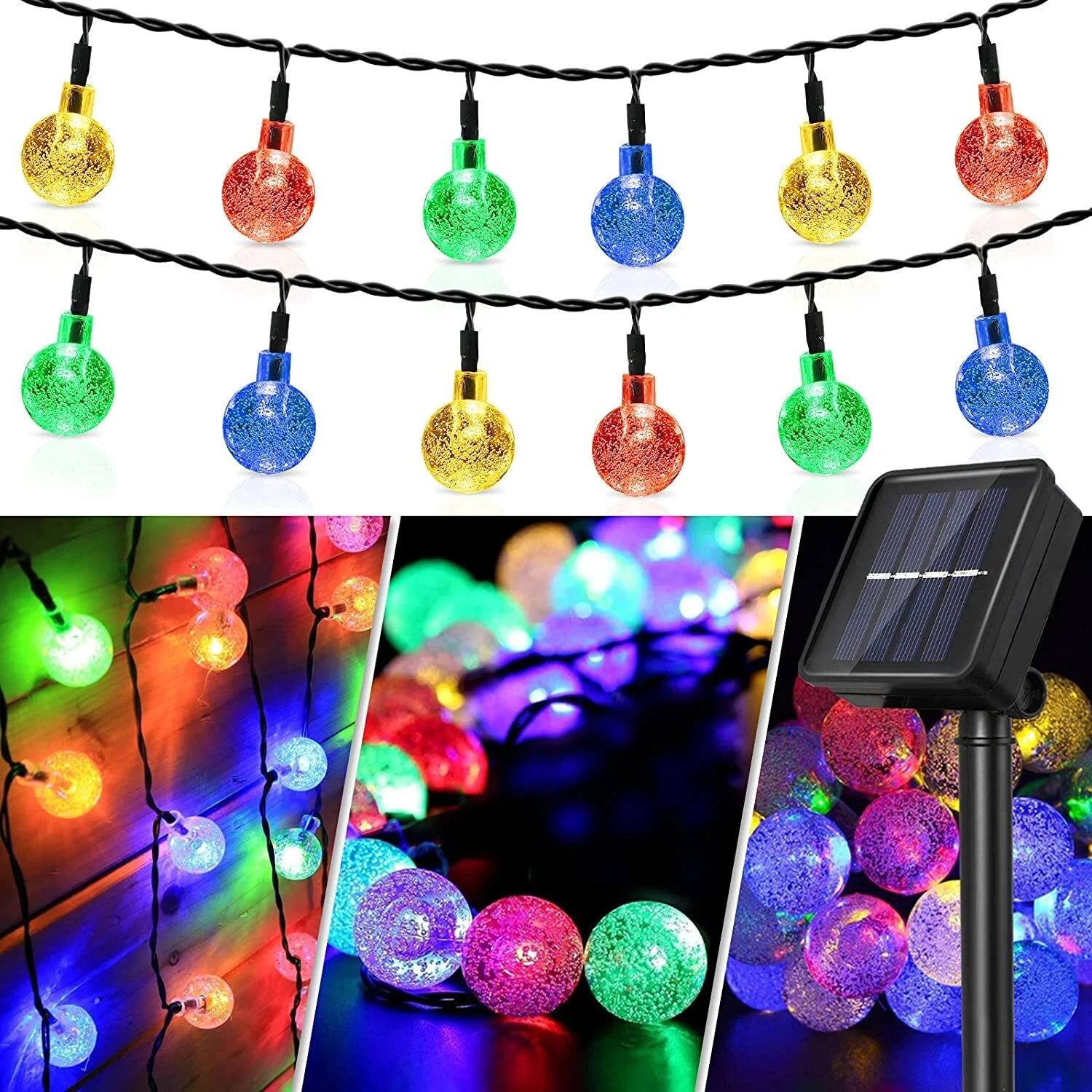 

5M LED Light Crystal Ball Outdoor Garden Camping Light String 20 LED Lights Waterproof Garland Light Ramadan Decorations