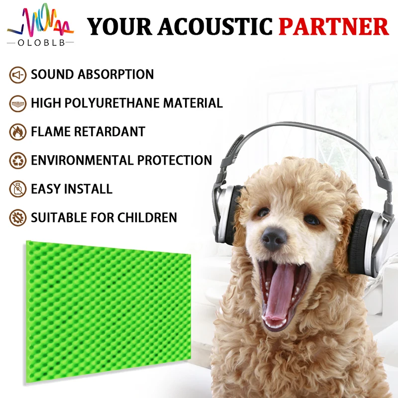 Sound Proof Padding Acoustic Treatment Foam 12pcs Egg Crate Panels Soundproof Wall Tiles For Home Office Recoding Studio Panels