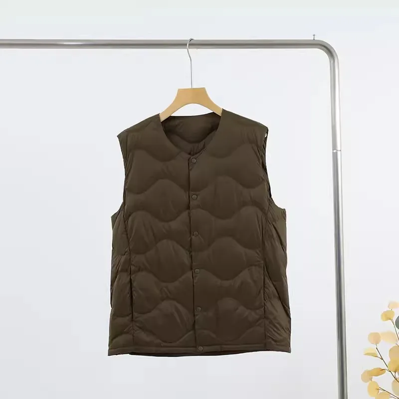 Chaleco ultraligero de plumón de pato blanco para hombre, parka corta sin mangas, cálida, talla grande, otoño e invierno, novedad