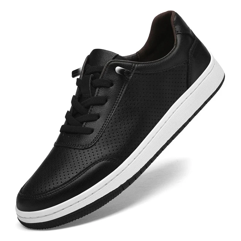 Outdoor Men's Hollowed Out Breathable Casual Oxford Shoes 37-45 Genuine Leather Thick Sole Shoes Four Season Casual Sports Shoes