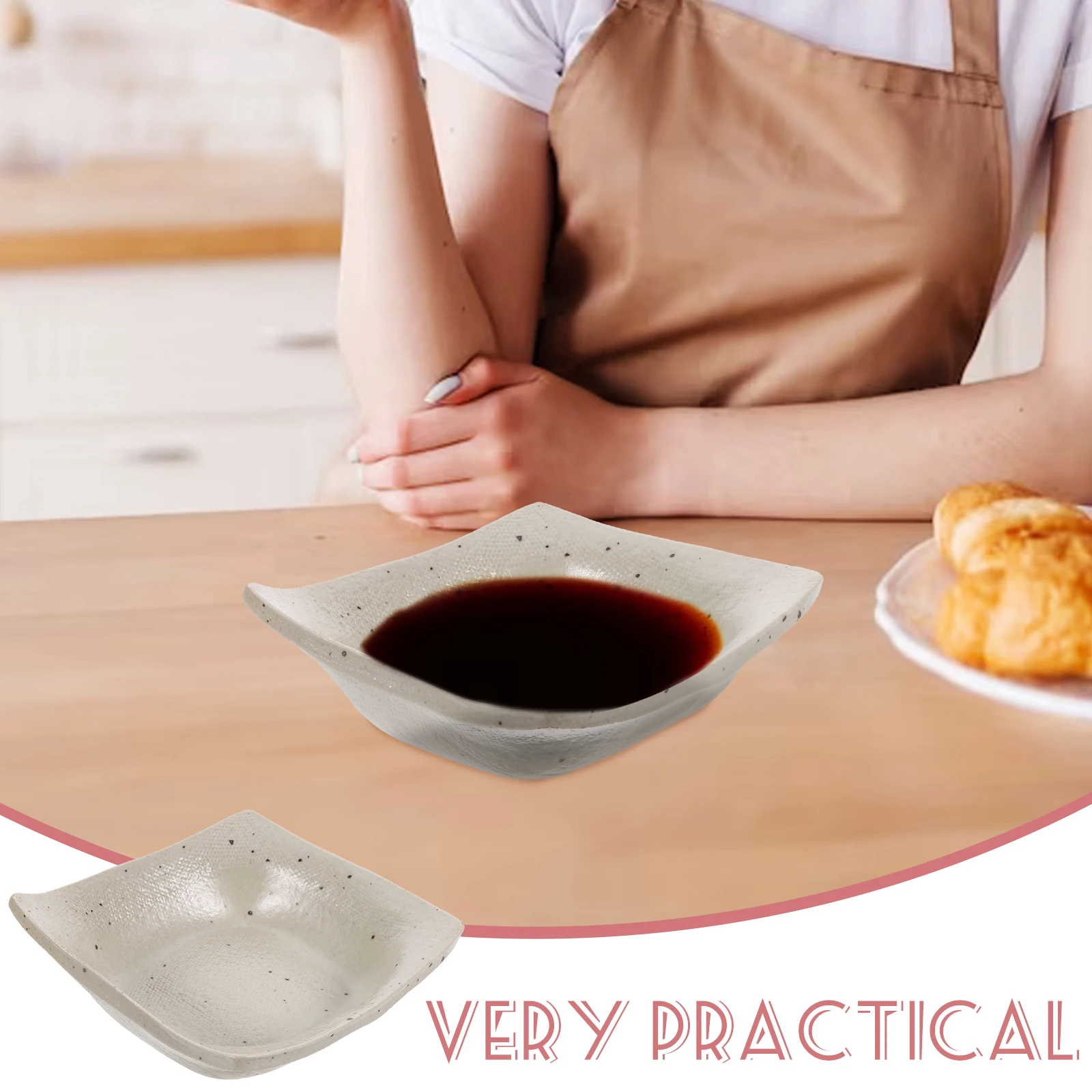 

Ceramic Sauce Dish Small Rounded Edge Easy Clean Dipping Plate for Soy Sauce Condiments Appetizers Small Dish for Dipping