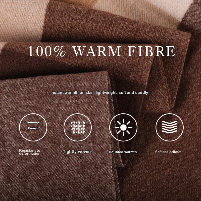 Cold Resistant Plaid Scarf Protective Thick Color Block Versatile Neck Shawl for Women Autumn Winter Outdoor Wear