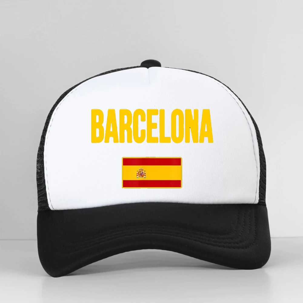 

Spain Barcelona Graphic Baseball Cap Spanish Bullfight Printed Dad Hat Vintage Espana Flag Cool Mesh Trucker Hat
