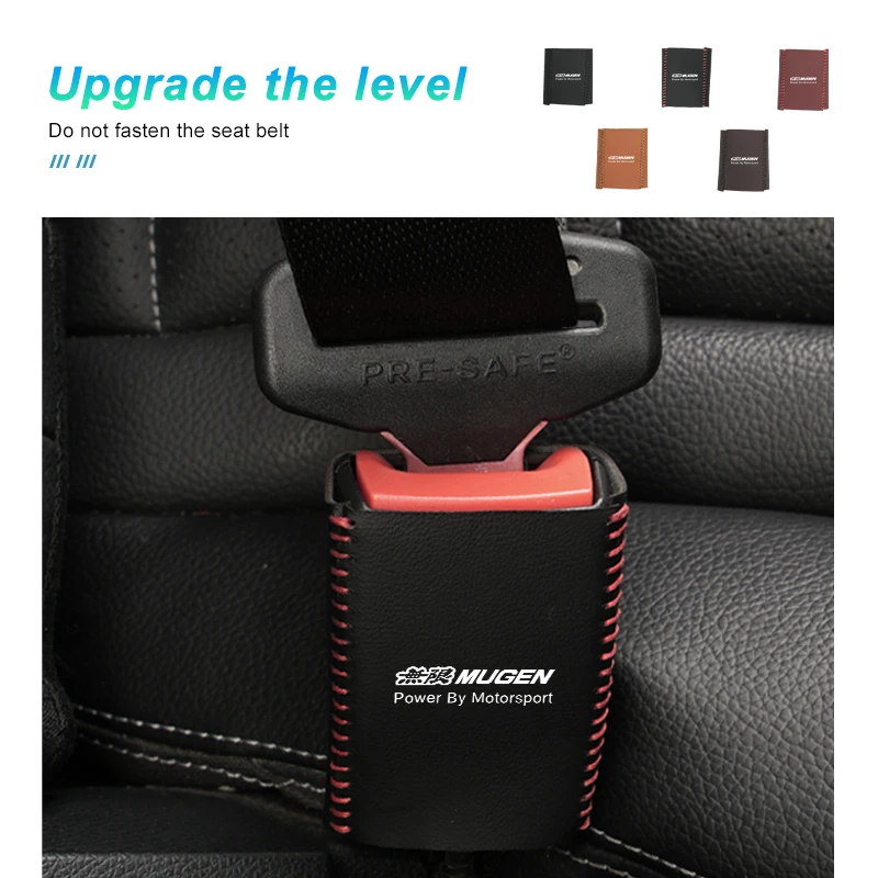 Car Seat Belt Buckle Cover Leather Protector Anti-collision For Honda Mugen Power Accord Civic vezel Crv City Jazz Hrv