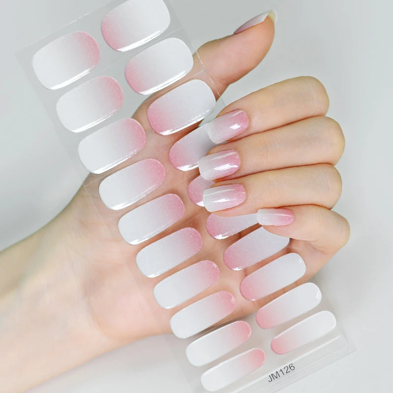 

Milky Jelly White Semi-cured Gel Nail Wraps 20 Tips Fashion Color Long Lasting Full Cover Manicure Nail Gel Sticker UV Lamp Need