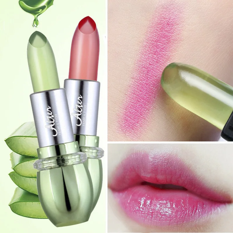 6-kolorowa pomadka w żelu z aloesem zmieniająca kolor, wodoodporna i nawilżająca, zmieniająca kolor pod wpływem temperatury, błyszczyk do ust dla kobiet, nie tłusty.