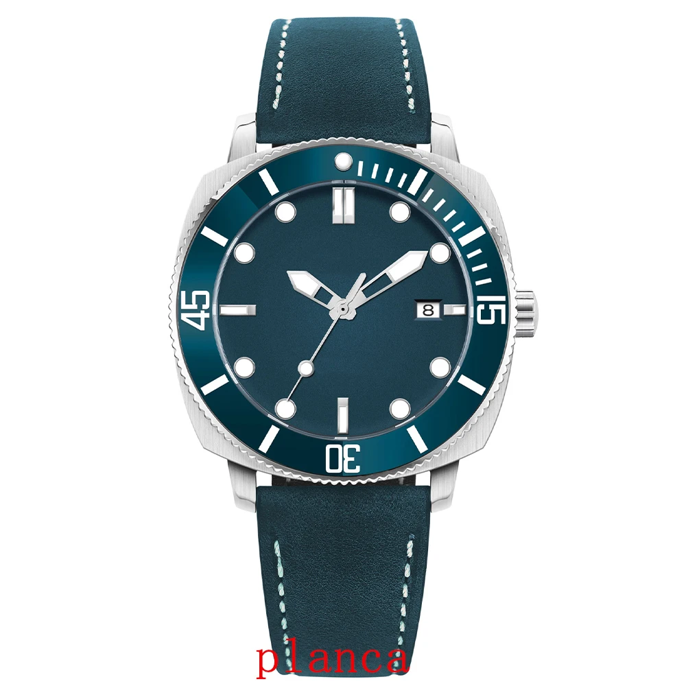 Jam Tangan Pria Kaca Safir Otomatis Relogio Masculino 42mm NH35 Mekanik Tali Kulit Dial Putih Hitam