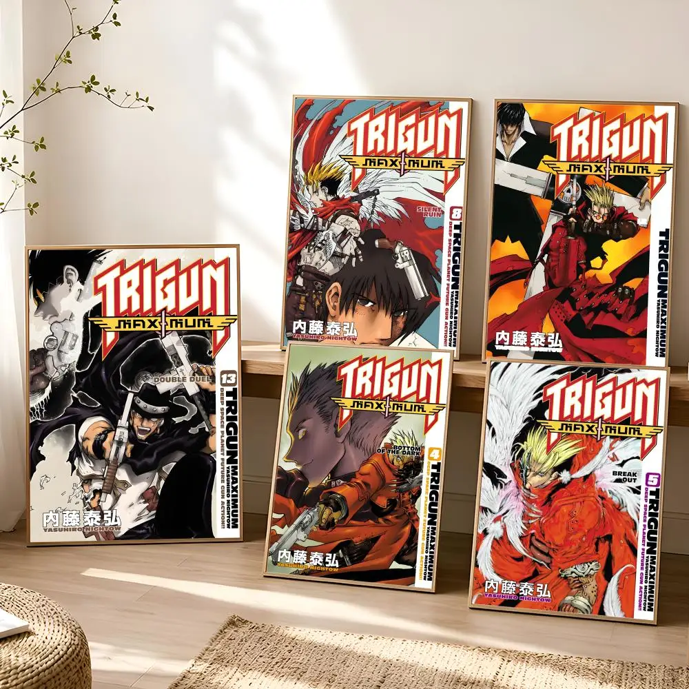 T-Trigun Maximum Anime Poster Stickers Painting Self-Adhesive Mural HD Wall Decals for Bedroom Living Room Home Decor Gift