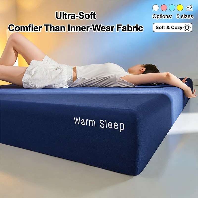 Stretchy Fitted Bed Sheet, Ultra‑Soft Cozy Knit Bed Cover, Elastic Wrap‑Around Mattress Protector Cover, Non‑Slip, For Bedroom