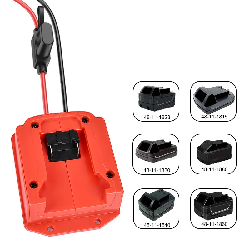 Drive Wheel Adapter with Fuse and Terminal Connectors for DIY Remote Controlled Cars Compatible with For Milwaukee 18V Batteries