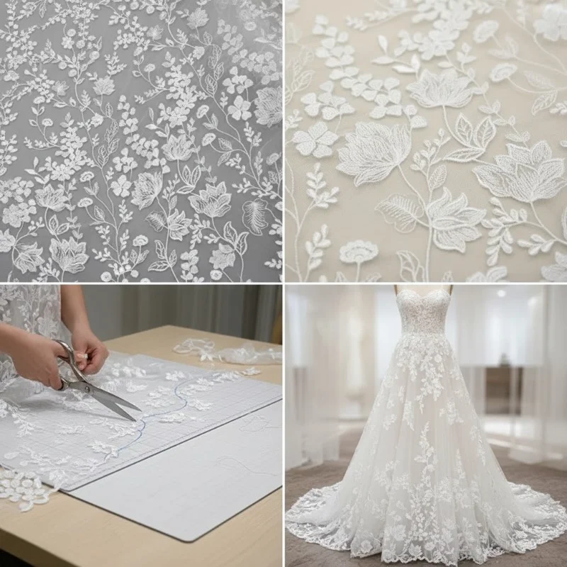 

New Lace Embroidery Fabric, Leaf Decal Fabric, Handmade DIY Wedding Dresses, Formal Dresses, Clothing, Decorative Accessories