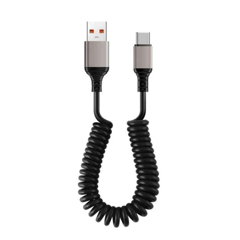 F68B Spring Coiled Design USB C -Datenkabel für schnelle Ladephones Home & Office