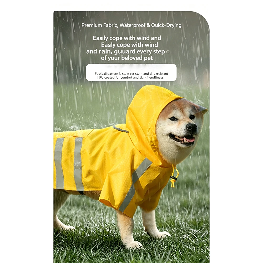 

Large Dog Raincoat Corgi Cloak Style Puppy Waterproof Dog Clothes Reflective Pet Windproof Rainproof Hooded Raincoat for Dog