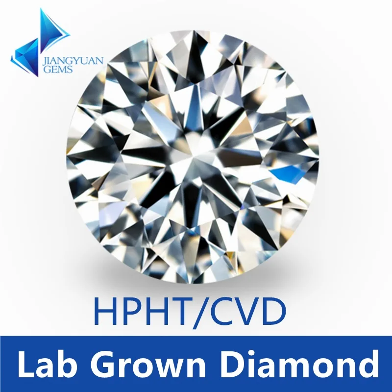 HPHT  Diamond 0.1ct~2ct Round Cut Loose Lab Grown Diamond DEF Color