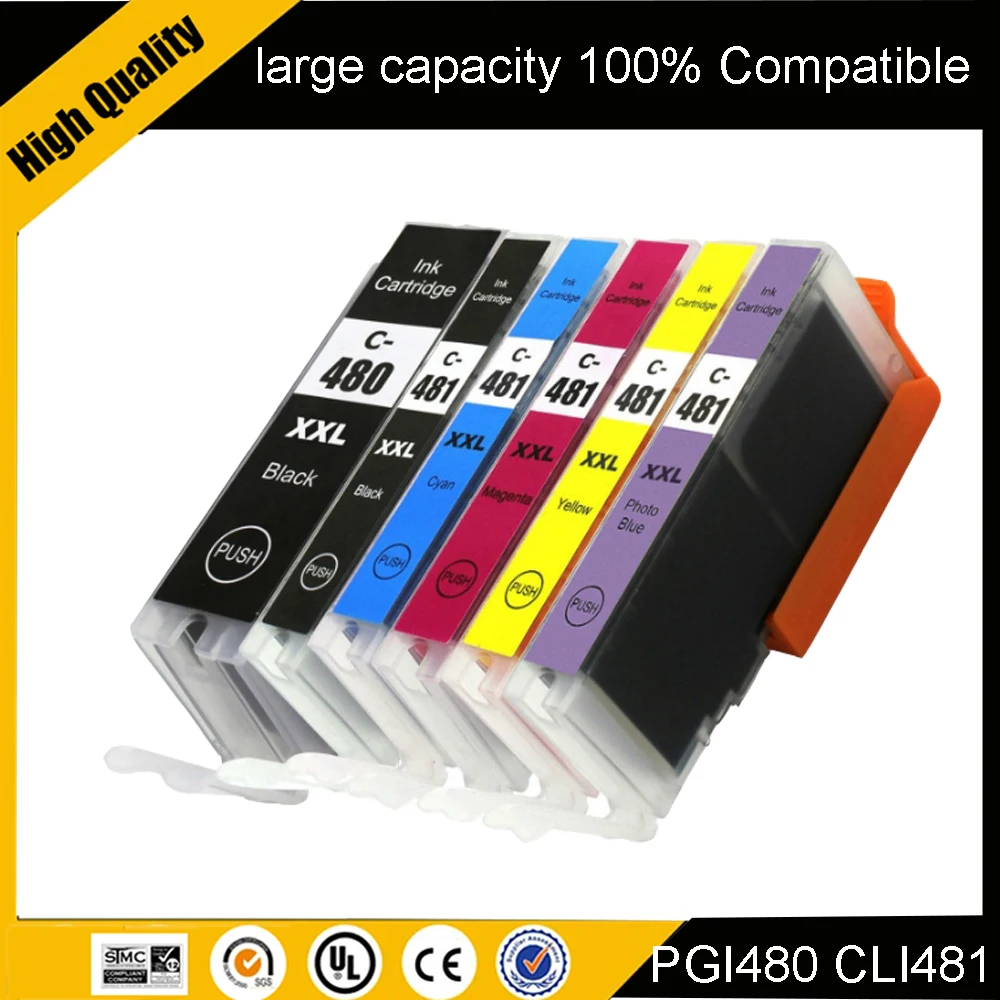 

Совместимые чернильные картриджи PGI-480 CLI-481 (480, 481, 480XL, 480XXL) для принтеров Canon PIXMA TS6140, TR7540, TS6340, TR8540